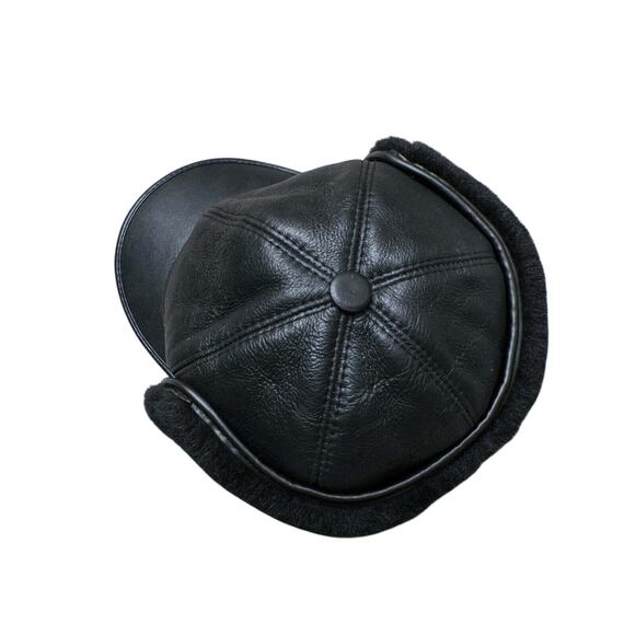 Zavelio Men's Shearling Sheepskin Elmer Fudd Captain Visor Hat - Picture 4 of 6